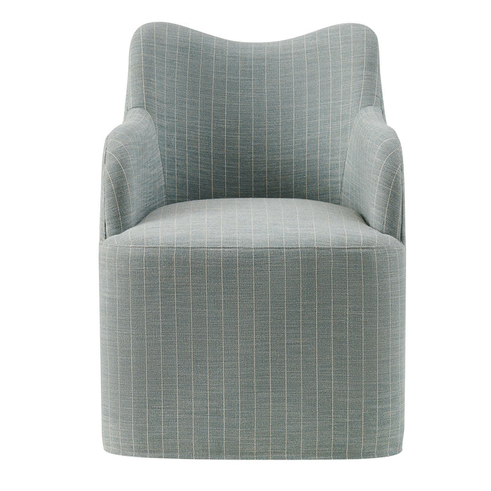 Modway Cordelle Linen Blend Swivel Dining Chair in Spa Blue Stripe - detail view