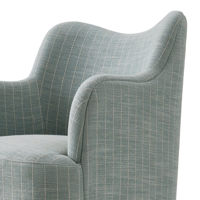 Modway Cordelle Linen Blend Swivel Dining Chair in Spa Blue Stripe - lifestyle view