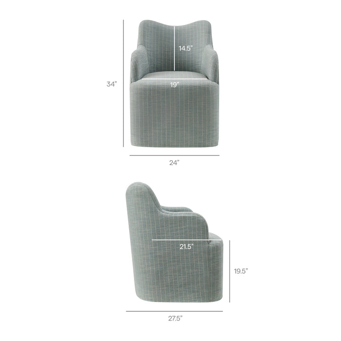 Modway Cordelle Linen Blend Swivel Dining Chair in Spa Blue Stripe - dimensions and specifications 18