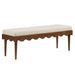 Modway Mirette Scalloped Edge Striped Accent Bench in Oatmeal Stripe - front view
