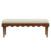 Modway Mirette Scalloped Edge Striped Accent Bench in Oatmeal Stripe - side view