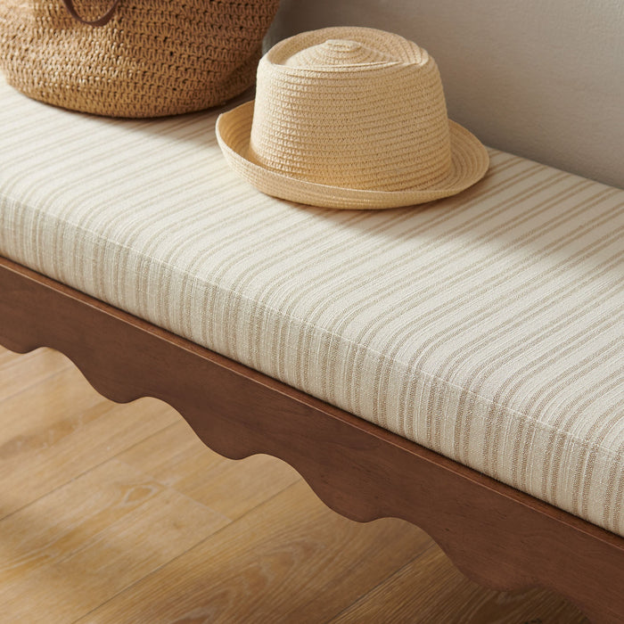 Modway Mirette Scalloped Edge Striped Accent Bench in Oatmeal Stripe - lifestyle view 12