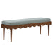 Modway Mirette Scalloped Edge Striped Accent Bench in Spa Blue Stripe - front view