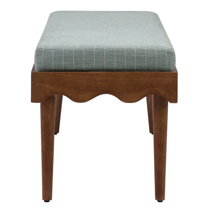 Modway Mirette Scalloped Edge Striped Accent Bench in Spa Blue Stripe - angled view