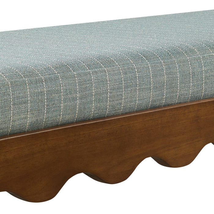 Modway Mirette Scalloped Edge Striped Accent Bench in Spa Blue Stripe - detail view
