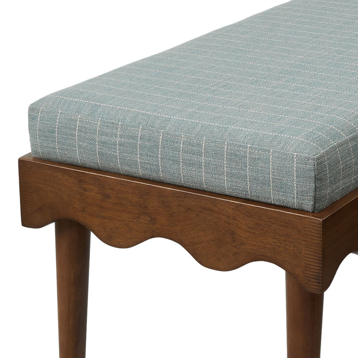 Modway Mirette Scalloped Edge Striped Accent Bench in Spa Blue Stripe - lifestyle view