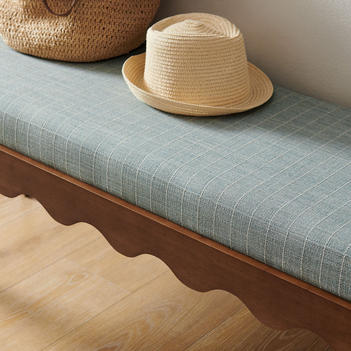Modway Mirette Scalloped Edge Striped Accent Bench in Spa Blue Stripe - lifestyle view 11