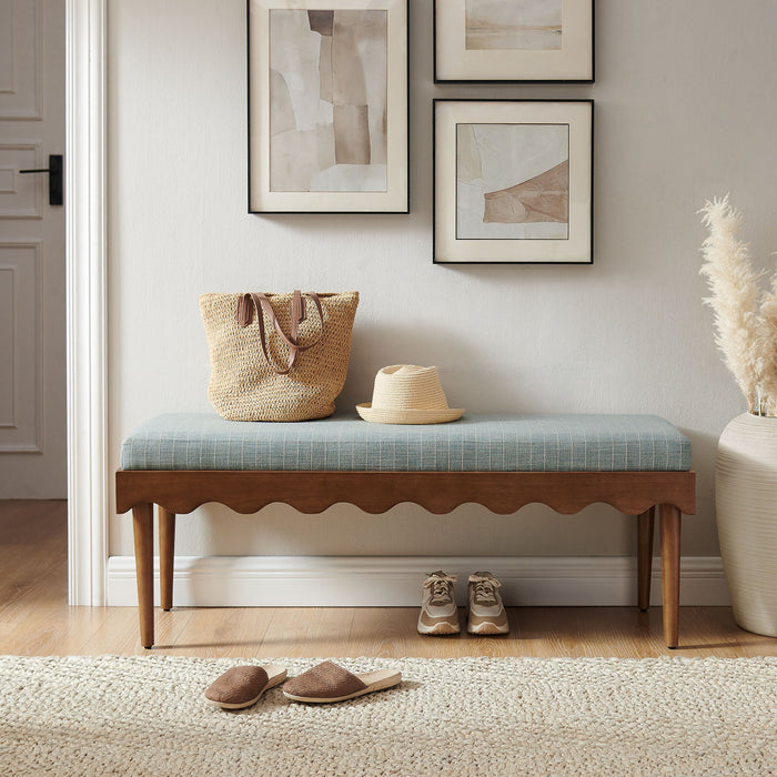 Modway Mirette Scalloped Edge Striped Accent Bench in Spa Blue Stripe - lifestyle view 13