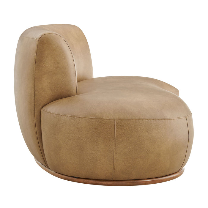Modway Rialta Curved Left-Arm Vegan Leather Sectional Loveseat in Toast - angled view