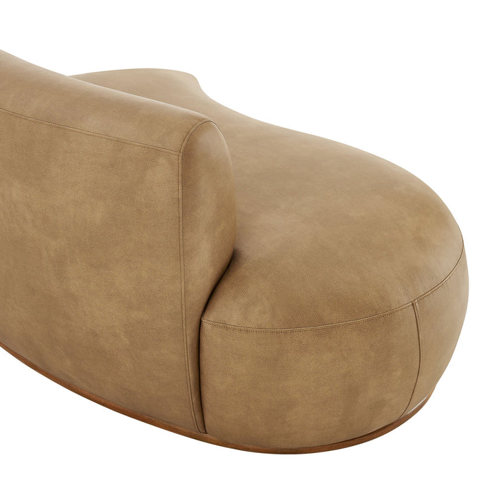 Modway Rialta Curved Left-Arm Vegan Leather Sectional Loveseat in Toast - lifestyle view
