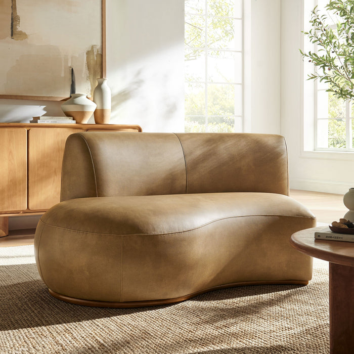 Modway Rialta Curved Left-Arm Vegan Leather Sectional Loveseat in Toast - lifestyle view 7