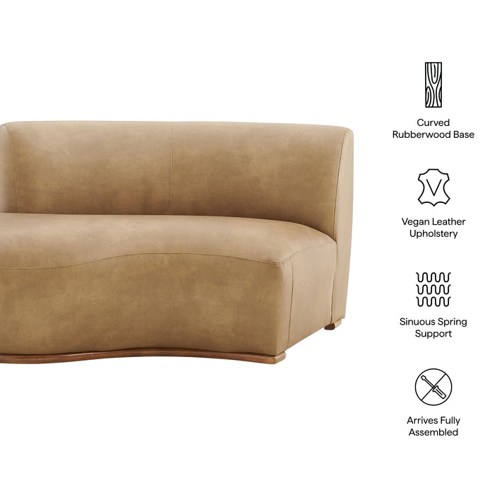 Modway Rialta Curved Left-Arm Vegan Leather Sectional Loveseat in Toast - dimensions and specifications