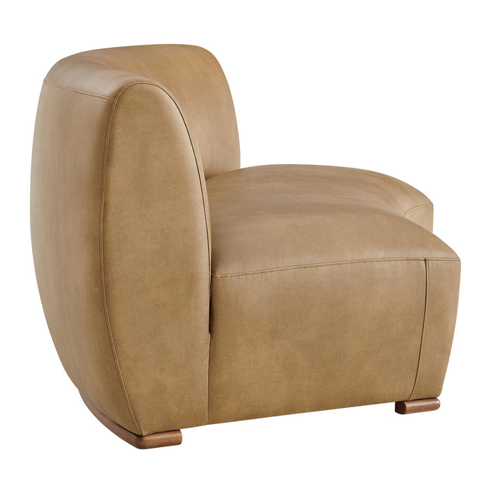 Modway Rialta Curved Armless Vegan Leather Sectional Loveseat in Toast - angled view