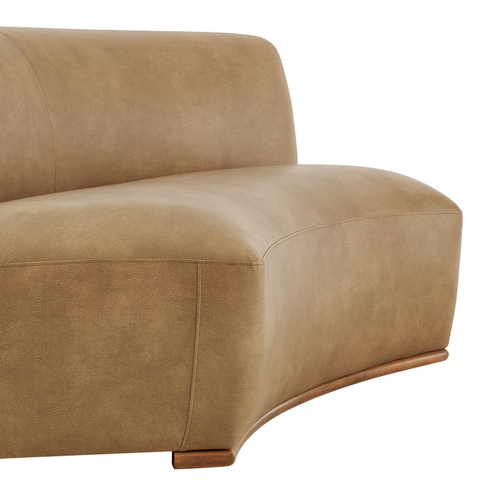 Modway Rialta Curved Armless Vegan Leather Sectional Loveseat in Toast - lifestyle view
