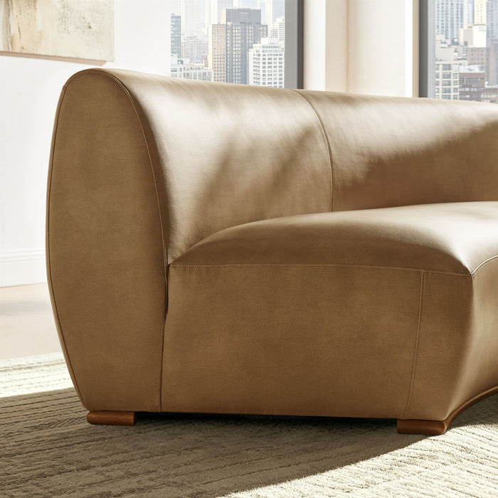Modway Rialta Curved Armless Vegan Leather Sectional Loveseat in Toast - lifestyle view 6