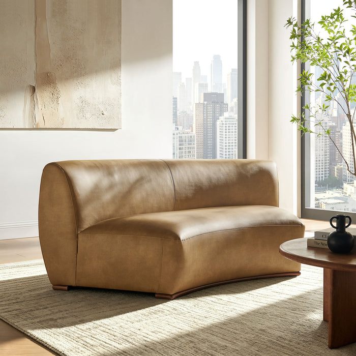 Modway Rialta Curved Armless Vegan Leather Sectional Loveseat in Toast - lifestyle view 7