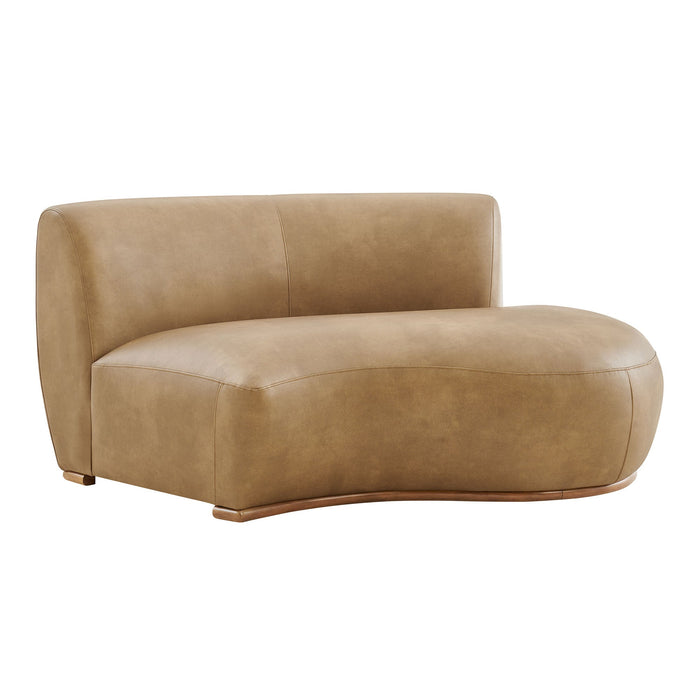 Modway Rialta Curved Right-Arm Vegan Leather Sectional Loveseat in Toast - front view