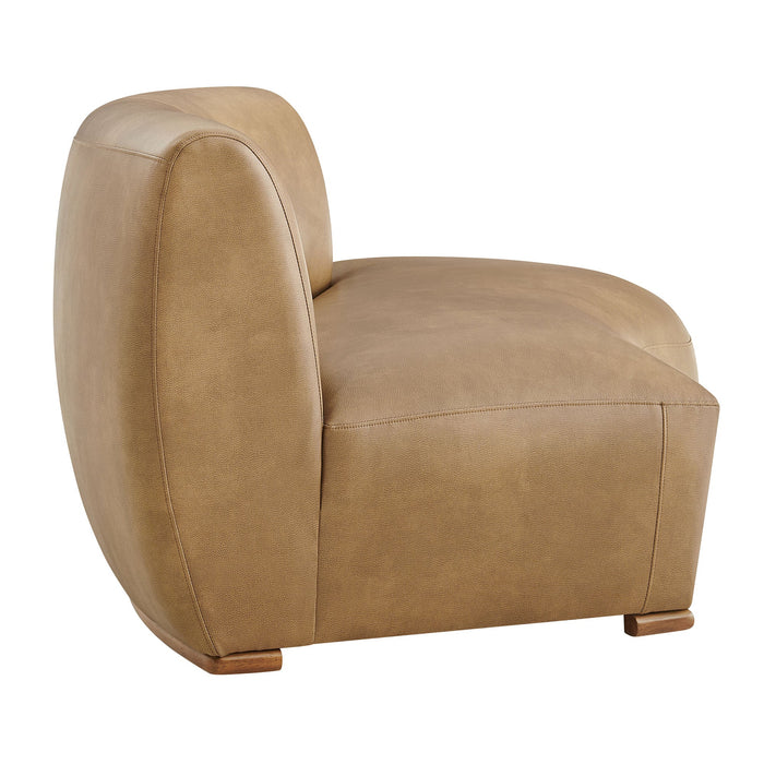 Modway Rialta Curved Right-Arm Vegan Leather Sectional Loveseat in Toast - angled view