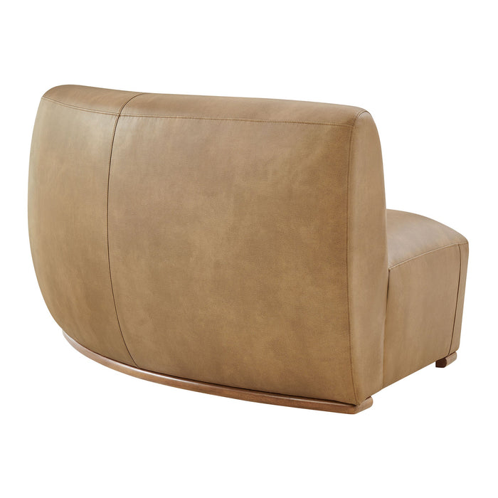 Modway Rialta Curved Right-Arm Vegan Leather Sectional Loveseat in Toast - side view