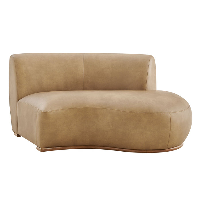 Modway Rialta Curved Right-Arm Vegan Leather Sectional Loveseat in Toast - detail view