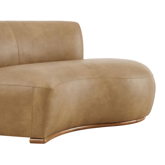 Modway Rialta Curved Right-Arm Vegan Leather Sectional Loveseat in Toast - lifestyle view