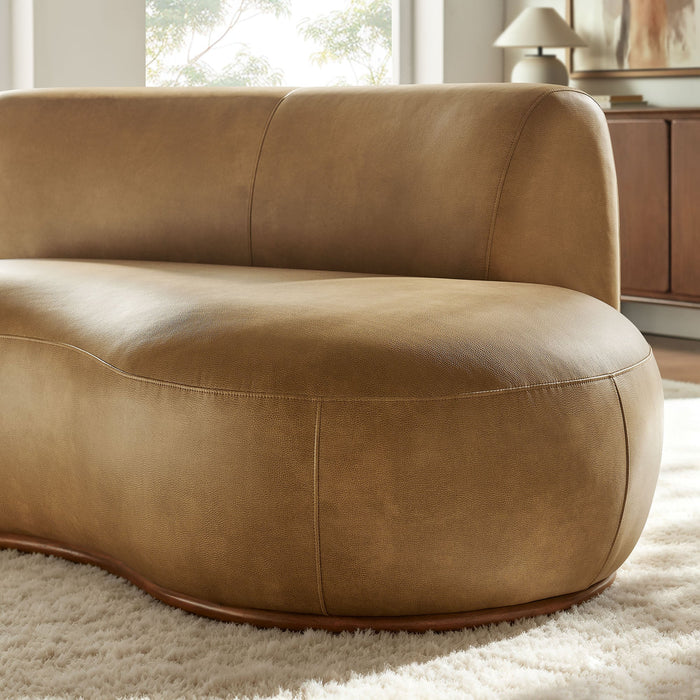 Modway Rialta Curved Right-Arm Vegan Leather Sectional Loveseat in Toast - lifestyle view 6