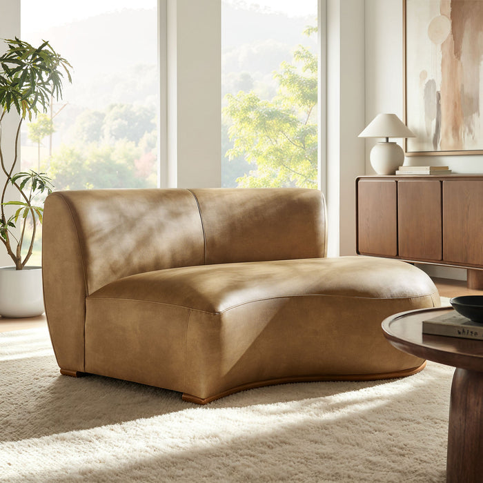 Modway Rialta Curved Right-Arm Vegan Leather Sectional Loveseat in Toast - lifestyle view 7