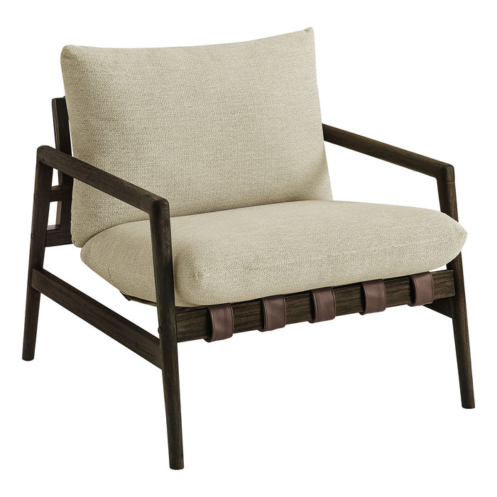 Modway Nomi Outdoor Teak Wood Sling Chair in Dark Brown Sand - front view