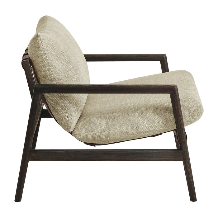 Modway Nomi Outdoor Teak Wood Sling Chair in Dark Brown Sand - angled view