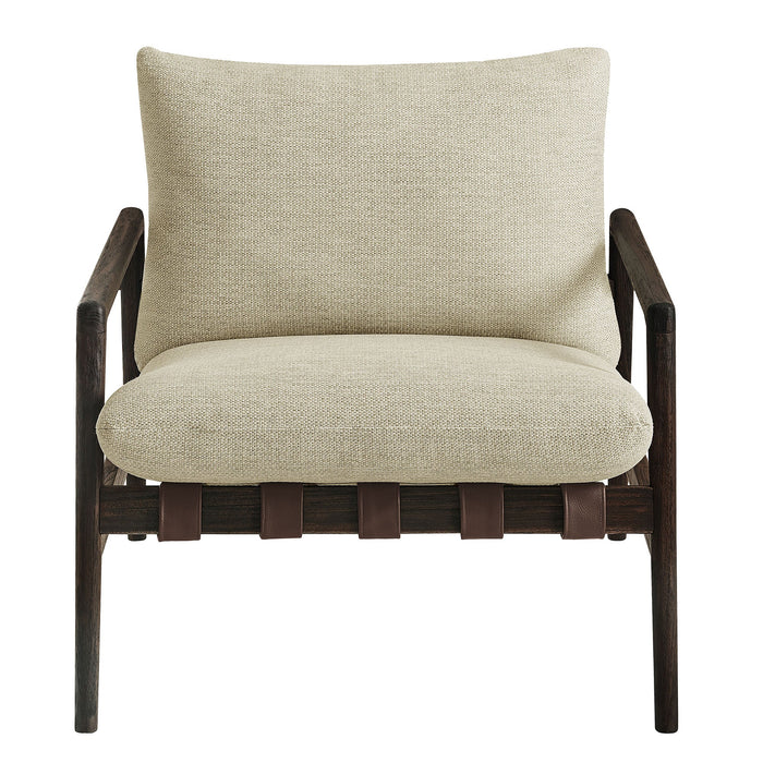 Modway Nomi Outdoor Teak Wood Sling Chair in Dark Brown Sand - side view
