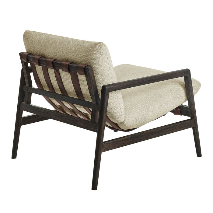 Modway Nomi Outdoor Teak Wood Sling Chair in Dark Brown Sand - detail view