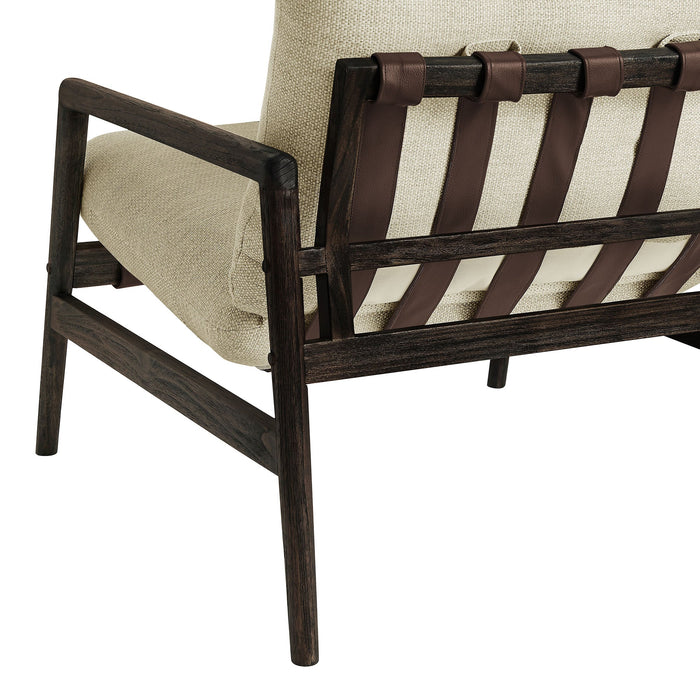 Modway Nomi Outdoor Teak Wood Sling Chair in Dark Brown Sand - lifestyle view