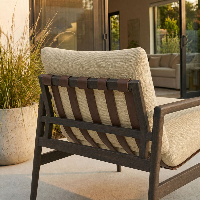 Modway Nomi Outdoor Teak Wood Sling Chair in Dark Brown Sand - lifestyle view 18