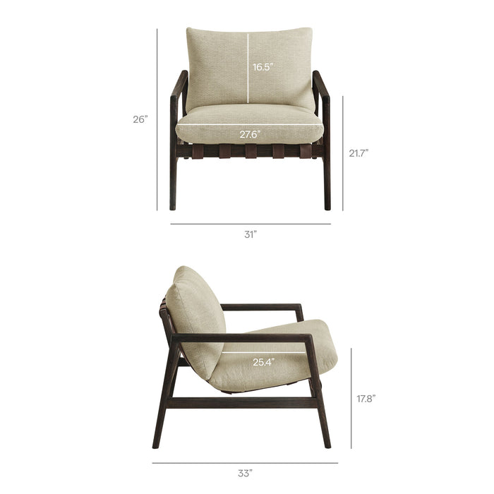 Modway Nomi Outdoor Teak Wood Sling Chair in Dark Brown Sand - dimensions and specifications 36
