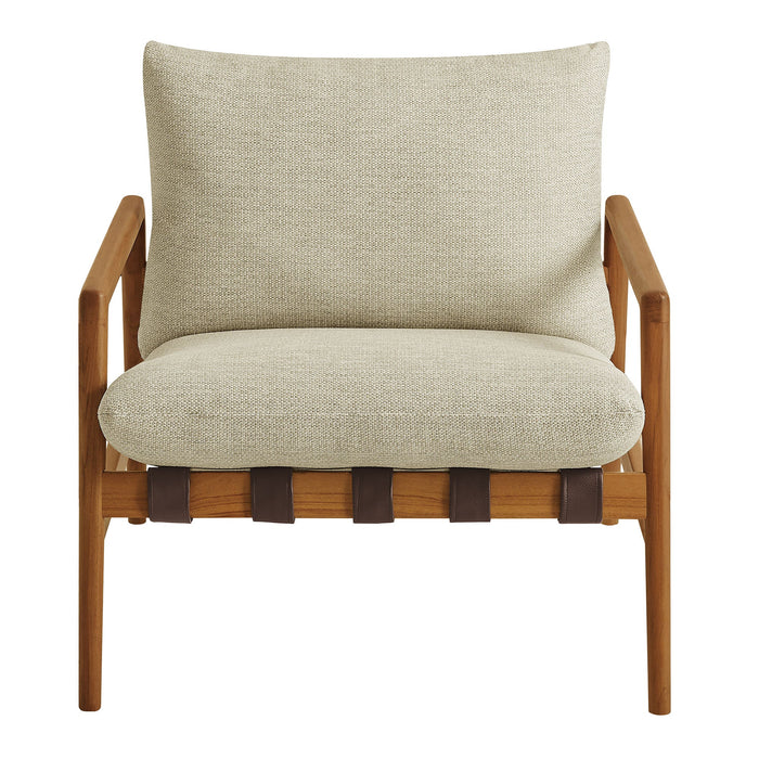Modway Nomi Outdoor Teak Wood Sling Chair in Natural Sand - side view
