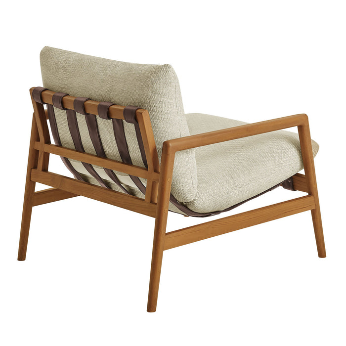 Modway Nomi Outdoor Teak Wood Sling Chair in Natural Sand - detail view