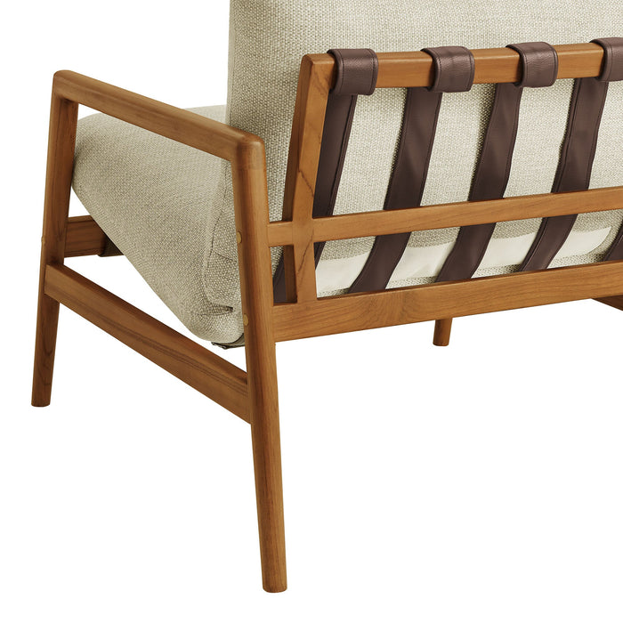 Modway Nomi Outdoor Teak Wood Sling Chair in Natural Sand - lifestyle view