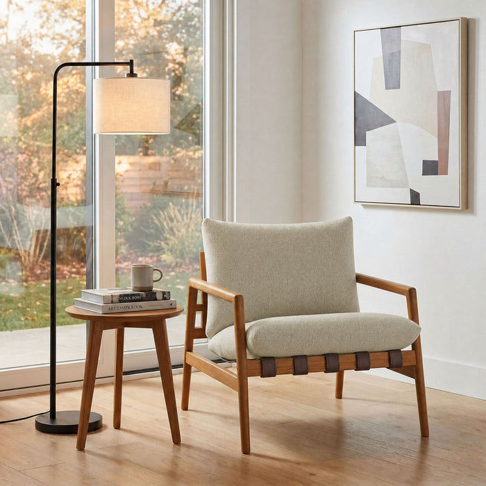 Modway Nomi Outdoor Teak Wood Sling Chair in Natural Sand - lifestyle view 23