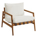 Modway Nomi Outdoor Teak Wood Sling Chair in Natural White - front view