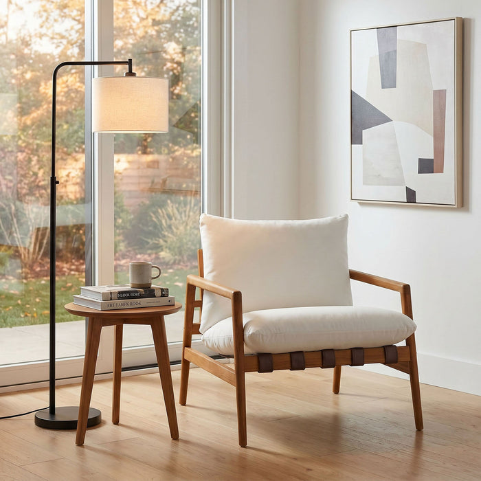 Modway Nomi Outdoor Teak Wood Sling Chair in Natural White - lifestyle view 22