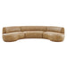Modway Rialta 3 Piece Curved Vegan Leather Sectional Sofa in Toast - detail view