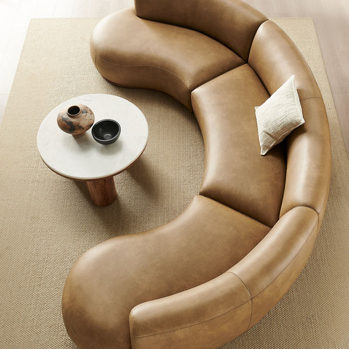 Modway Rialta 3 Piece Curved Vegan Leather Sectional Sofa in Toast - lifestyle view 6