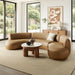 Modway Rialta 3 Piece Curved Vegan Leather Sectional Sofa in Toast - lifestyle view 7