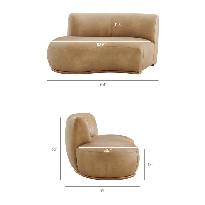 Modway Rialta 3 Piece Curved Vegan Leather Sectional Sofa in Toast - dimensions and specifications 10