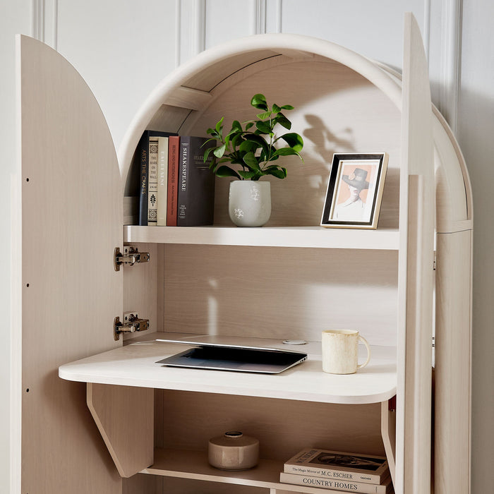 Modway Bellamy Arched Fold-Out Desk Cabinet in Ash - lifestyle view