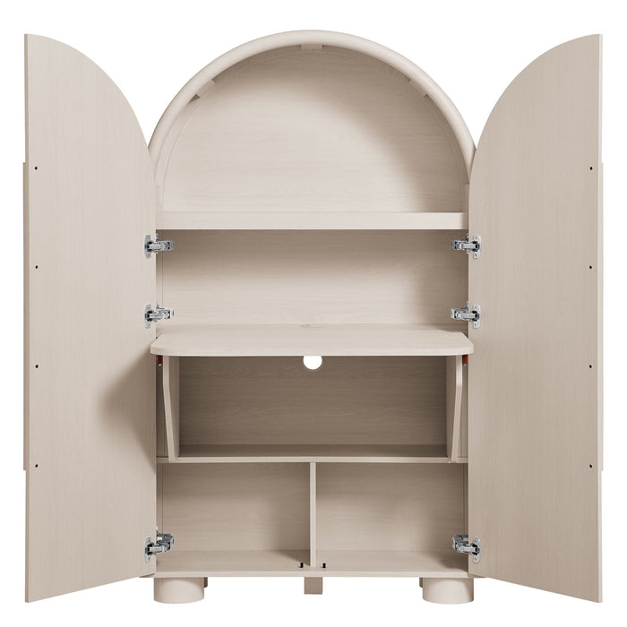 Modway Bellamy Arched Fold-Out Desk Cabinet in Ash - lifestyle view 24