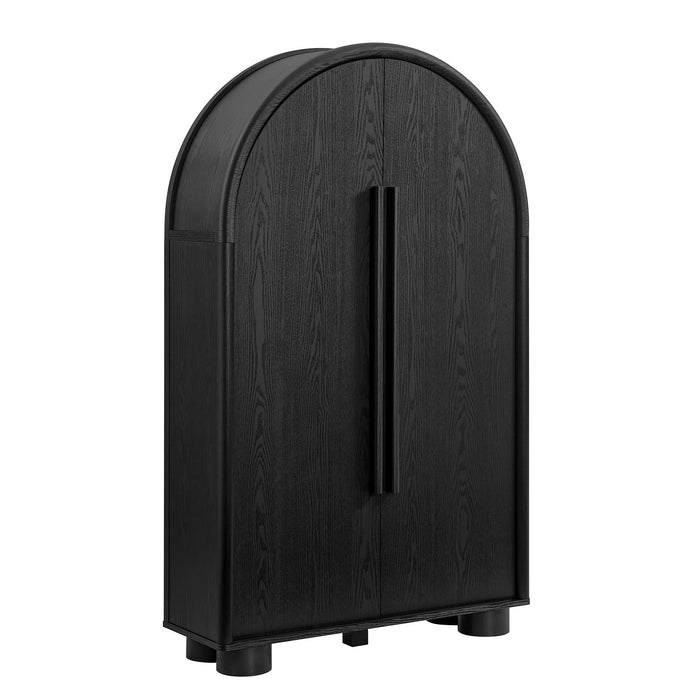 Modway Bellamy Arched Fold-Out Desk Cabinet in Black Oak - front view