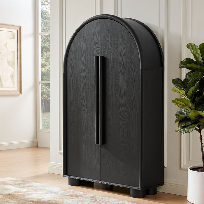 Modway Bellamy Arched Fold-Out Desk Cabinet in Black Oak - lifestyle view 17