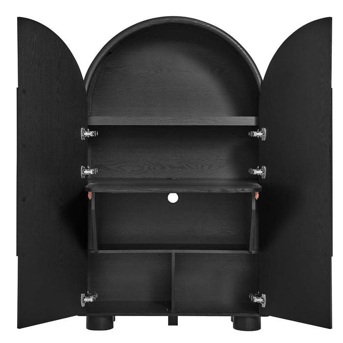 Modway Bellamy Arched Fold-Out Desk Cabinet in Black Oak - lifestyle view 23