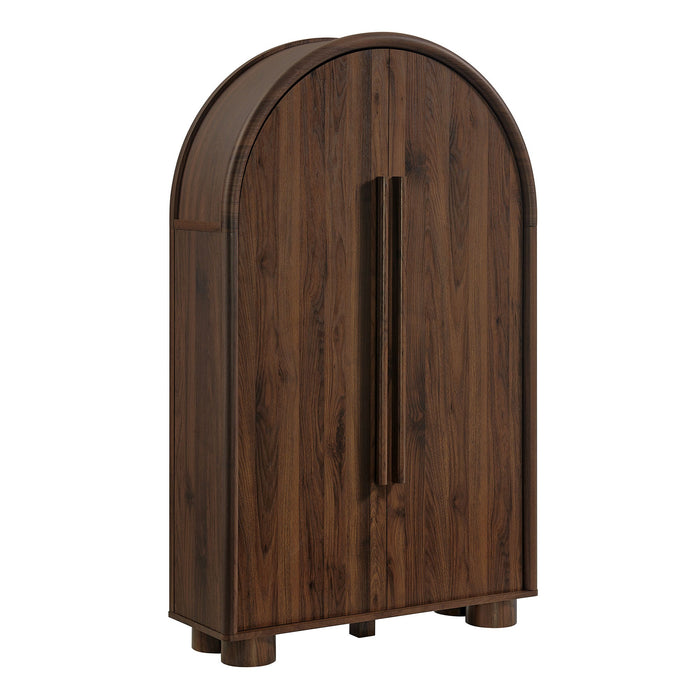 Modway Bellamy Arched Fold-Out Desk Cabinet in Walnut - front view